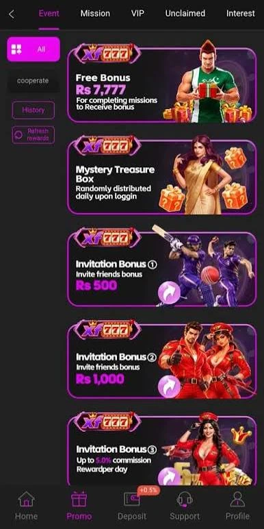 Xf777 Game login and account registration information.
